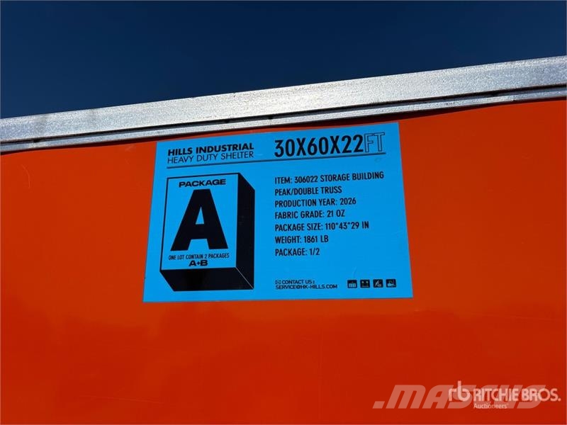 HIlls Industrial 603022 30 ft x 60 ft x 22 ft Stor Hangar