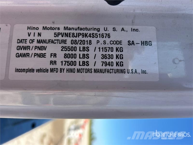 Hino 258 Vyprošťovací vozidla