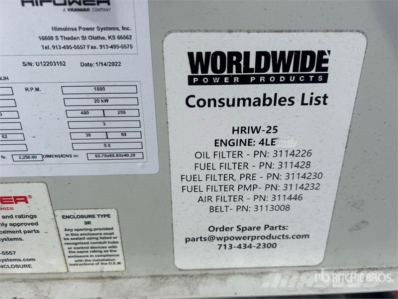 Hipower HRIW-25 T4F 20 kW Skid-Mounted Generator Set مولدات ديزل