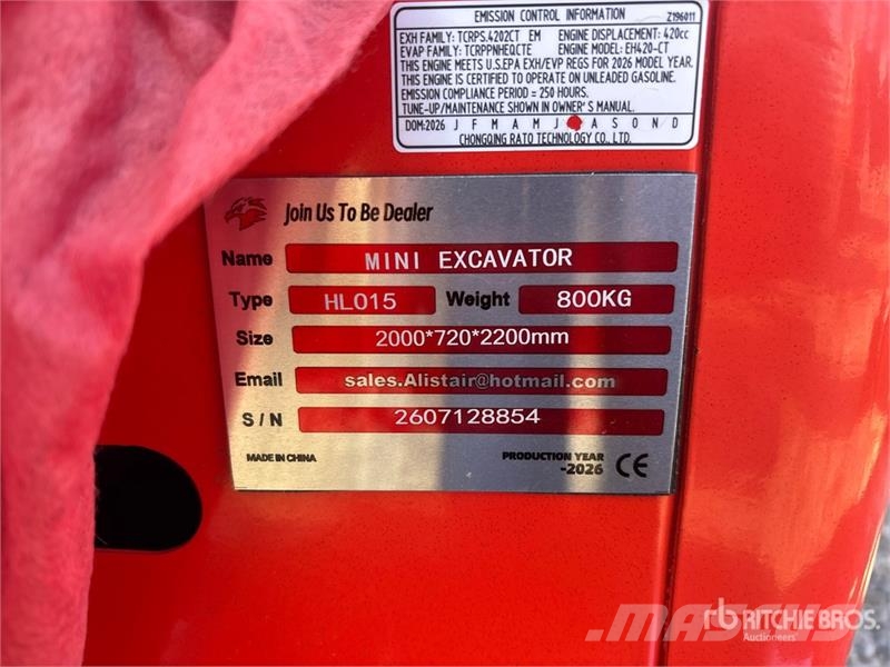  HLO15-RED Gasoline Mini Excavator (Unused) Minikoparki