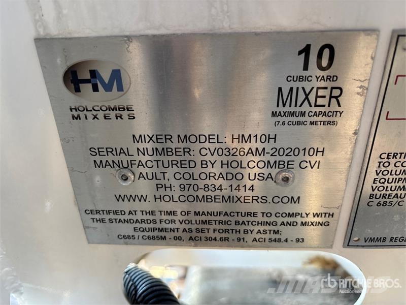  Holcombe HM10H Hydraulic Concrete Volumetric Mixer 건설 장비 - 기타