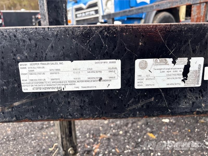 Hooper 6.5x14 14 ft T/A Equipment Trailer 車両運搬用トレーラー