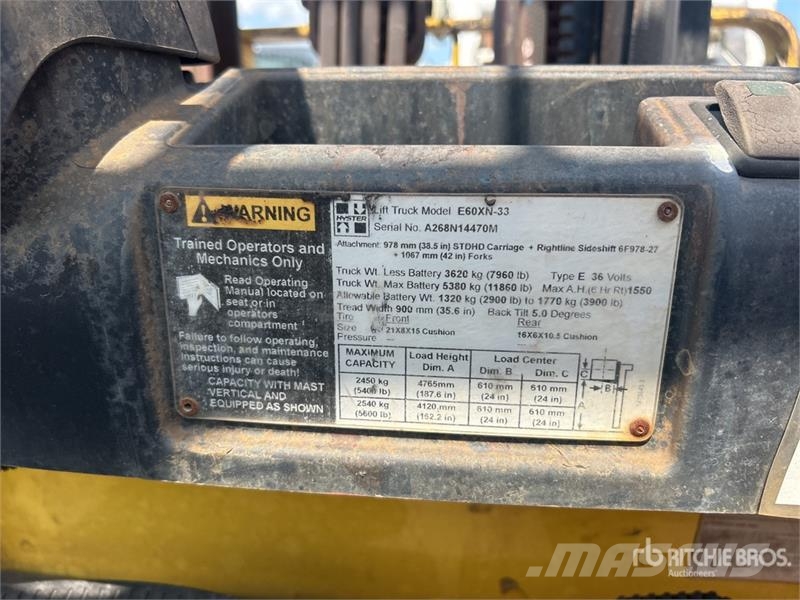 Hyster E60XN 5600 lb Pneumatic Tire Forklift Kahveltõstukid - muud