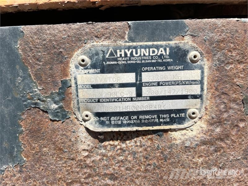 Hyundai R290LC-9 Tracked Excavator (Inoperable) Bageri guseničari