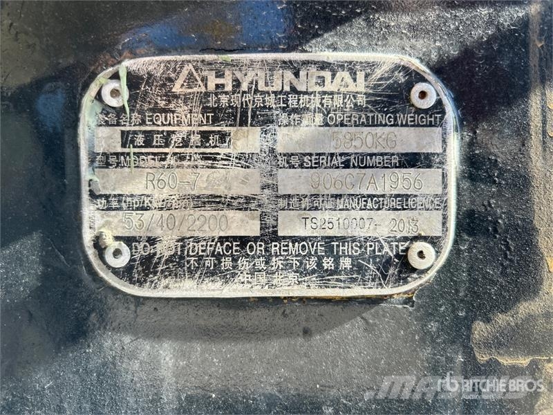 Hyundai R60-7 Mini Excavator Mini bagri <7t