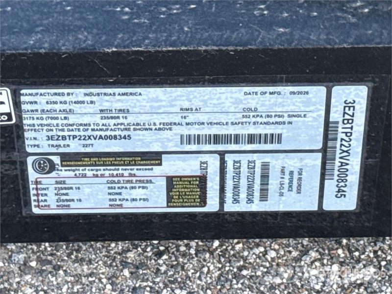 Industrias America 227T 22 ft T/A Tilt Deck Trailer (Unused) 低架裝載車