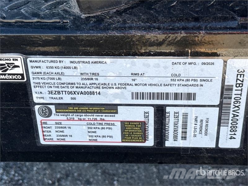 Industrias America 500 T/A Fuel Trailer (Unused) Remorque citerne