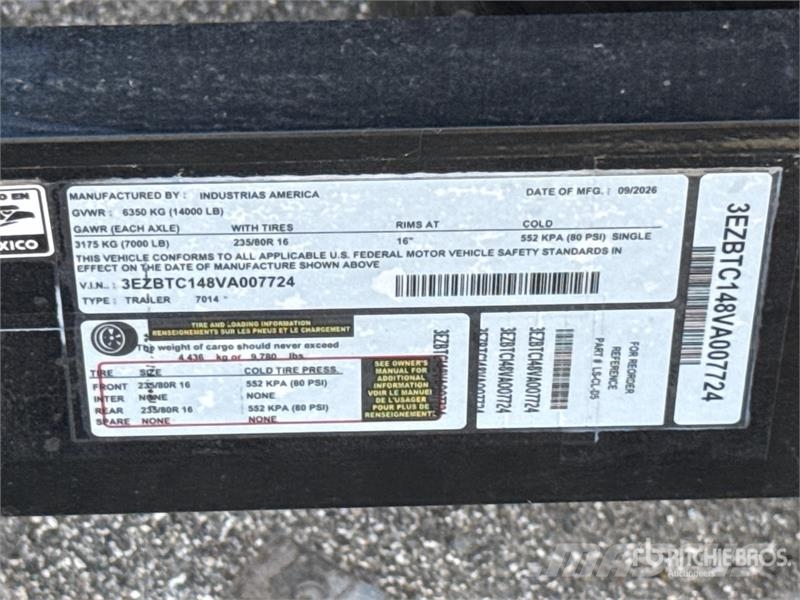 Industrias America 7014 15 ft T/A Dump Utility Trailer (Unused) Tipper trailers