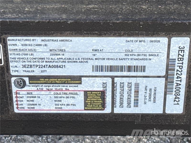 Industries America 227T 22 ft T/A Tilt Deck Traile Низькорамні причепи