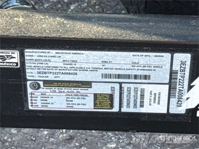 Industries America 227T 22 ft T/A Tilt Deck Traile Низькорамні причепи