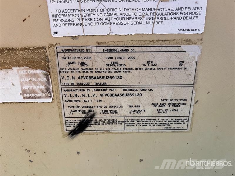 Ingersoll Rand 185 Air Compressor Mobile Air Compressor Compressors