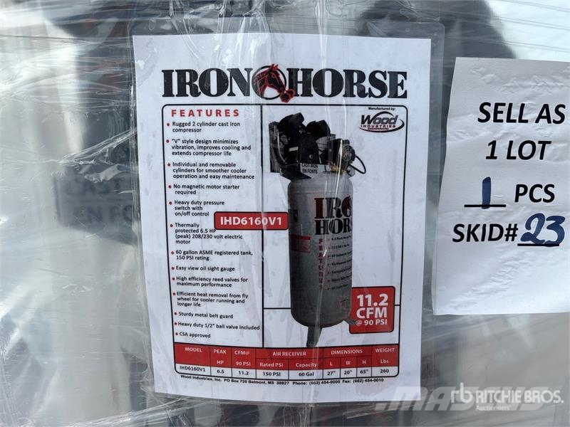 Iron Horse 11.2 cfm Skid-Mounted 60 gal Air Compressor (Unuse Kompresori