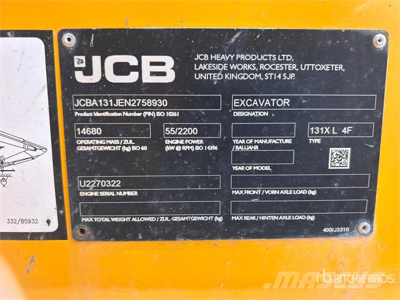 JCB 131X L 4F Tracked Excavator Escavatori cingolati