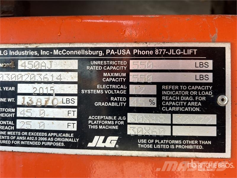 JLG 450AJ 4WD Diesel Articulating Boom Lift Bomlifte med knækarm