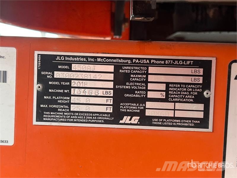 JLG 450AJ 4WD Diesel Articulating Boom Lift رافعات سلة مفصلية