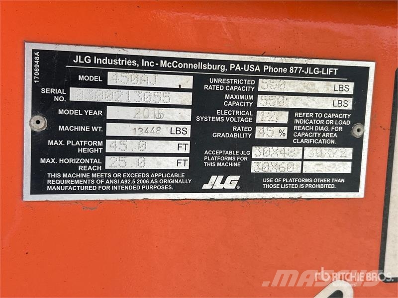 JLG 450AJ 4WD Diesel Articulating Boom Lift ブームリフト 屈伸型