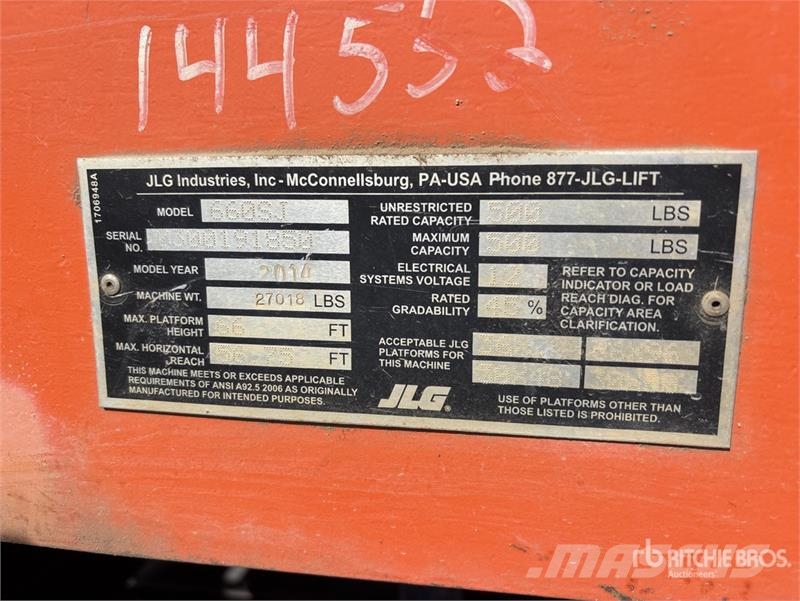 JLG 660SJ 4WD Diesel Telescopic Boom Lift Nacelles télescopiques
