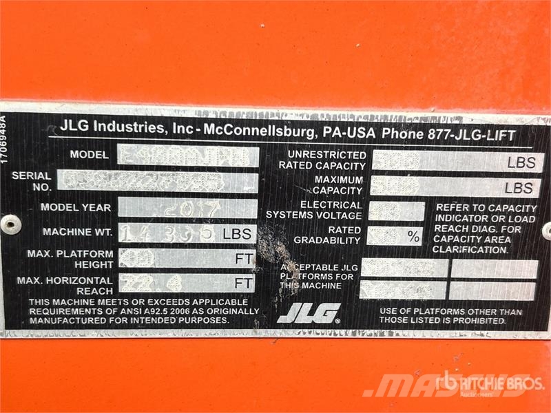 JLG E400AJPN 2WD Electric Articulating Boom Lift Zglobne dvižne ploščadi