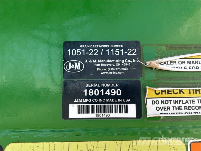 JM 1151-22 1150 bu S/A Grain Cart مقطورة حبوب