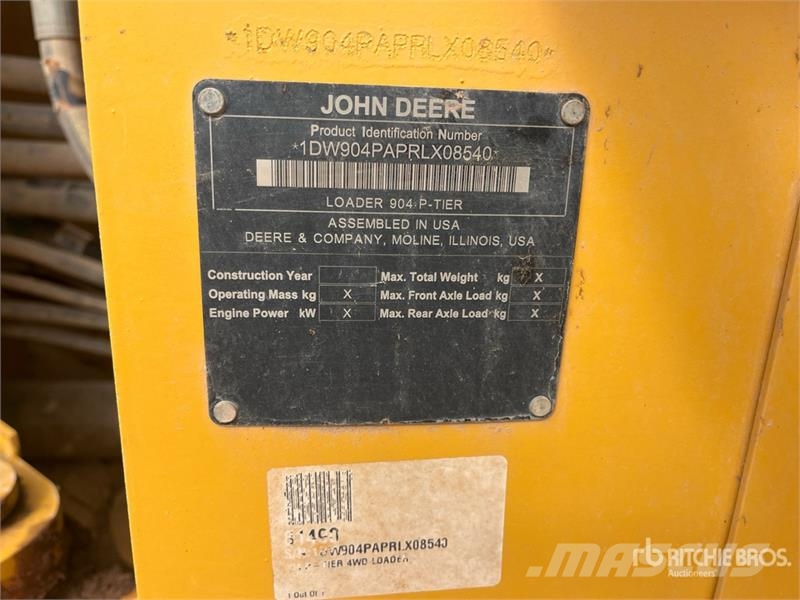 John Deere 904 P-Tier Iekrāvēji uz riteņiem