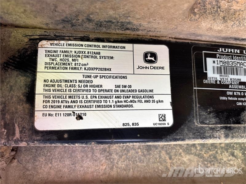 John Deere XUV835M 4x4 Utility Vehicle 다목적 장비