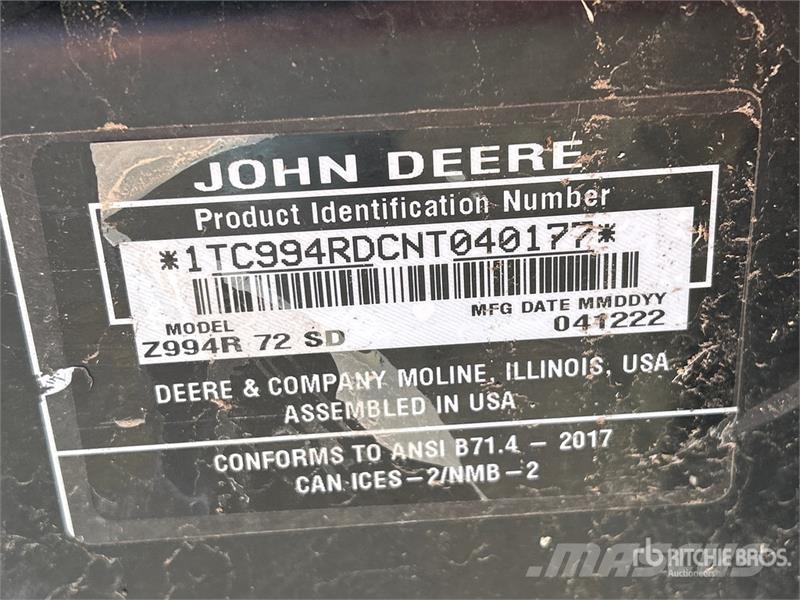 John Deere Z994R Zero-Turn Lawn Mower 탑승형 잔디깎기
