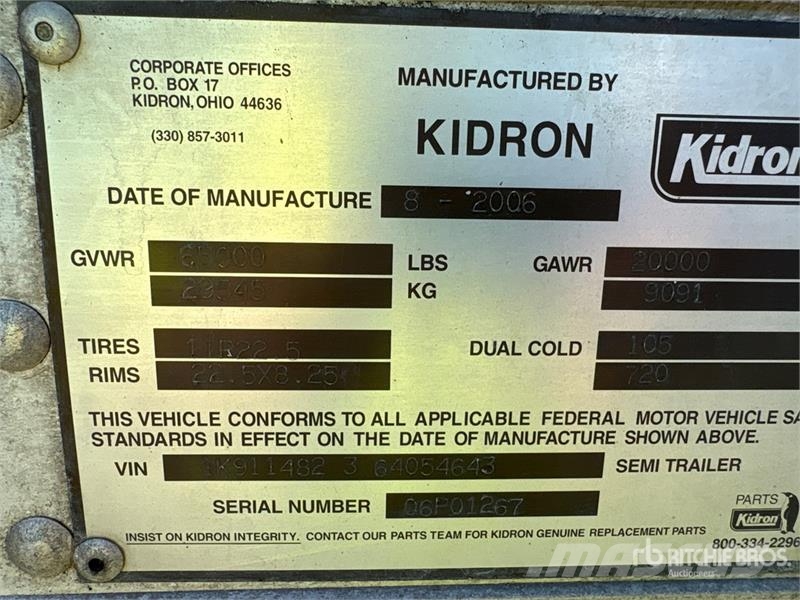 Kidron 48 ft x 102 in T/A Van Trailer Van Body Trailers