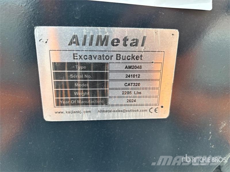 KJ AM2048 48 in 1.2 cyd Digging Excavator Bucket - Fi Cucharones