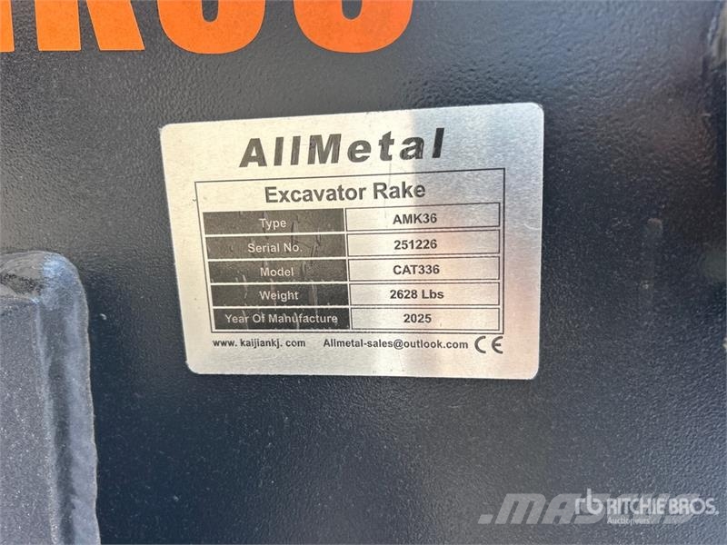 KJ AMK36 65 in Excavator Rake - Fits Cat 336 / 30 - 3 Rastrilladoras y rastrilladoras giratorias
