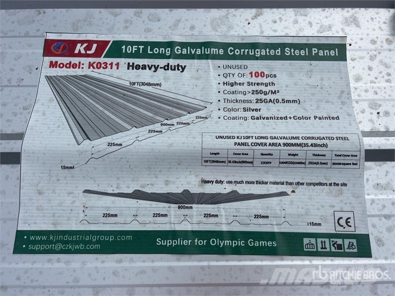 KJ K0311 35 in x 10 ft Galvalume Corrugated Steel She ホイスト、ウインチ、エレベーター