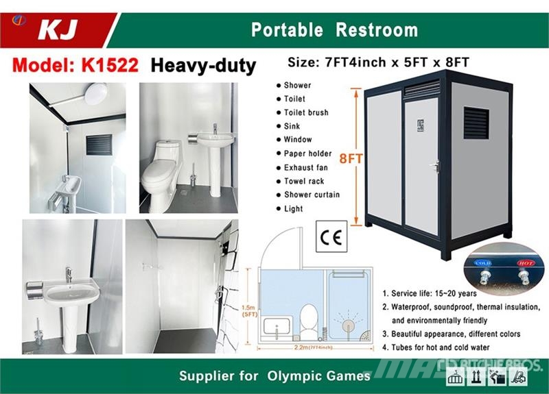 KJ K1522 7 ft 4 in x 5 ft x 8 ft Portable Toilet (Unu Ostale komponente