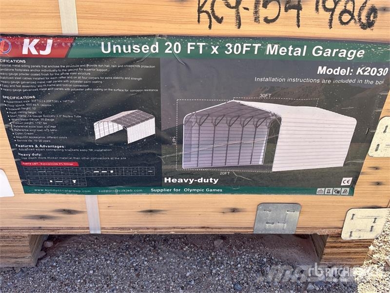 KJ K2030 20 ft x 30 ft Metal Carport (Unused) Estruturas de aço