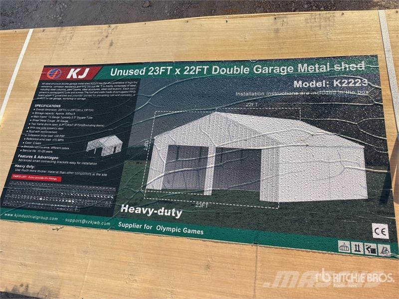 KJ K2223 23 ft x 22 ft Double Garage Metal Shed (Unus Jeklene gradbene konstrukcije
