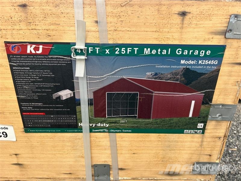 KJ K2545G 25 ft x 46 ft Metal Garage Shed (Unused) Edifícios com estrutura de aço