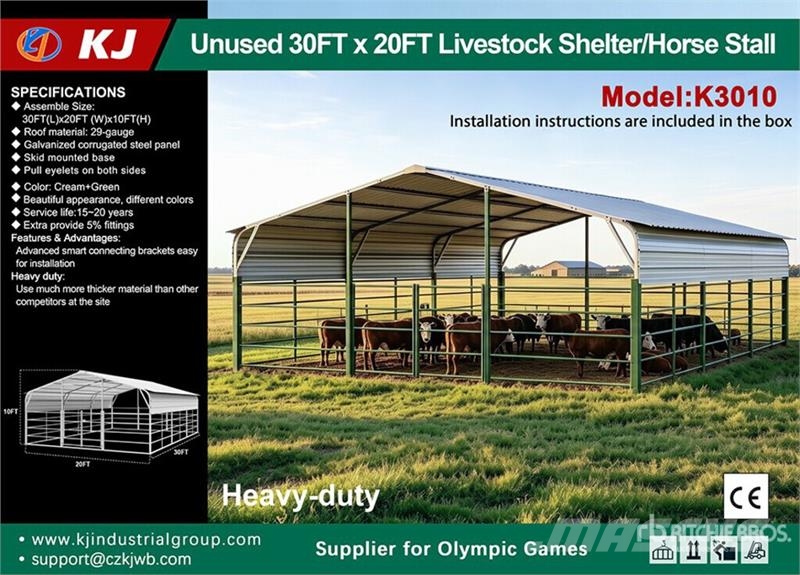 KJ K3010 30 ft x 20 ft Powder Coated Livestock Shelte Muu farmitehnika ja tarvikud