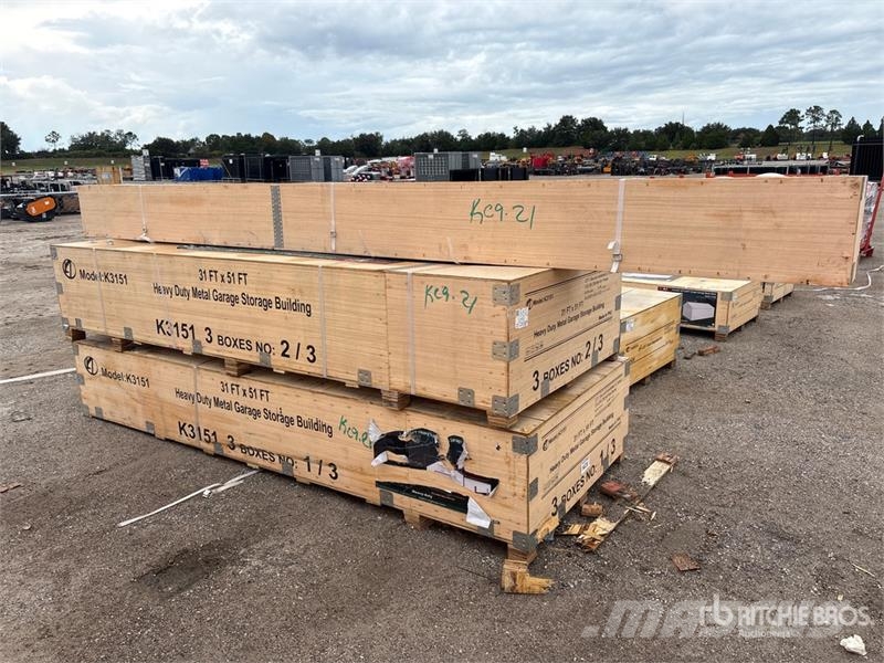 KJ K3151 31 ft x 51 ft Heavy Duty Metal Garage Storag Teräsrunkorakennukset