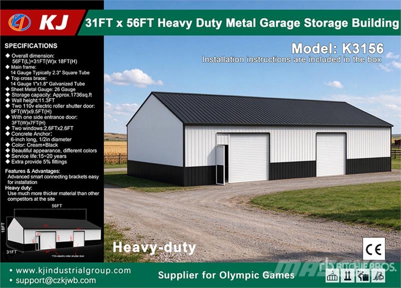 KJ K3156 31 ft x 56 ft Heavy Duty Metal Garage Storag 鋼架建築