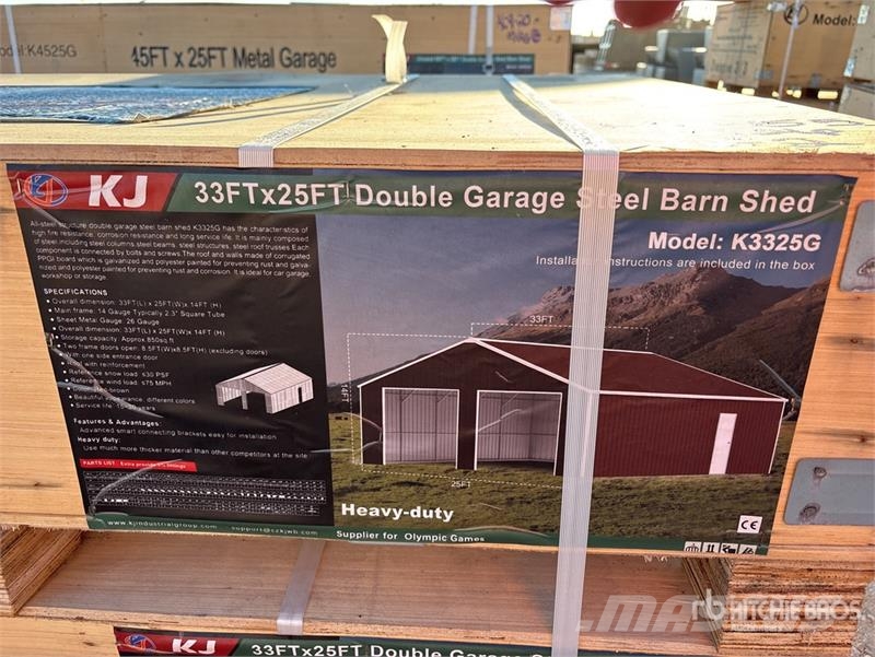 KJ K3325G 33 ft x 25 ft Double Garage Metal Shed (Unu Jeklene gradbene konstrukcije