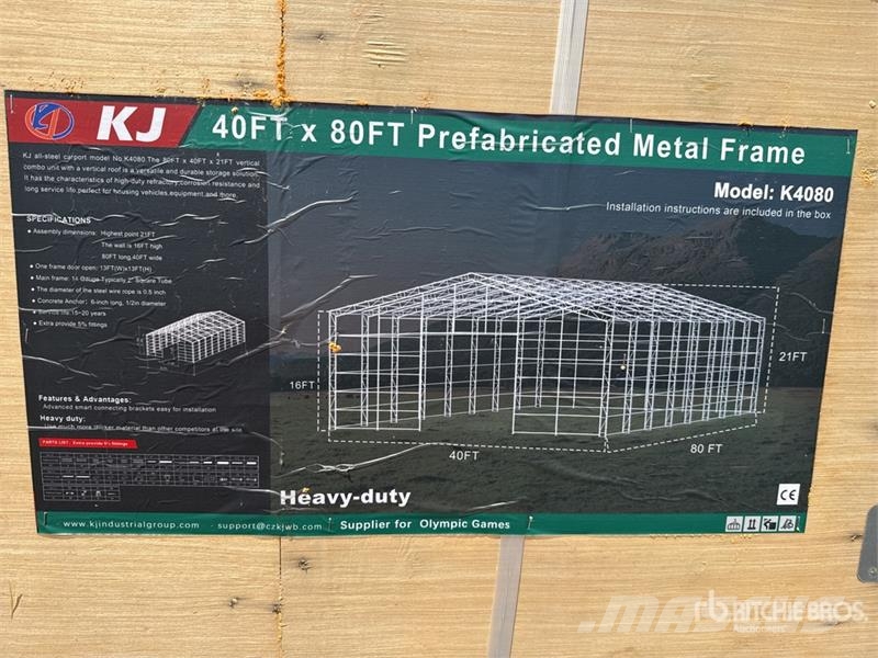 KJ K4080 40 ft x 80 ft Prefabricated Metal Frame Stor Jeklene gradbene konstrukcije