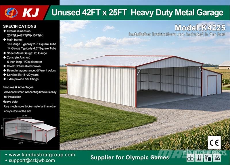 KJ K4225 25 ft x 42 ft Heavy Duty Metal Garage (Unuse Druge prikolice