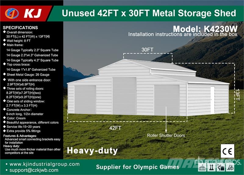 KJ K4230W Triple Garage Metal Storage Shed (Unused) Stalen constructies