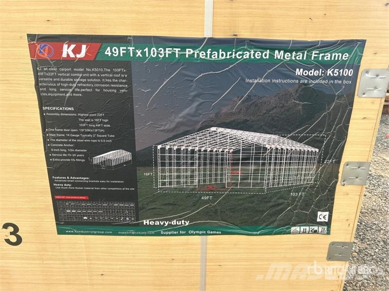 KJ K5100 49 ft x 103 ft Prefabricated Metal Frame Sto 鉄骨建造物