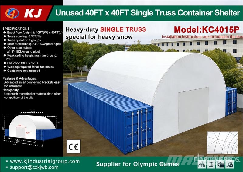 KJ KC4015P 40 Ft x 40 Ft Single Truss Container Shelt Construção - Outros
