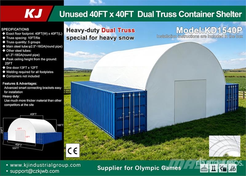KJ KD1540P 40 Ft x 40 Ft Double Truss Container Shelt Construção - Outros