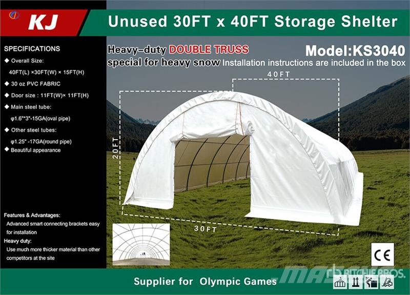 KJ KS3040 30 ft x 40 ft Storage Building (Unused) Čelični okviri za građevine