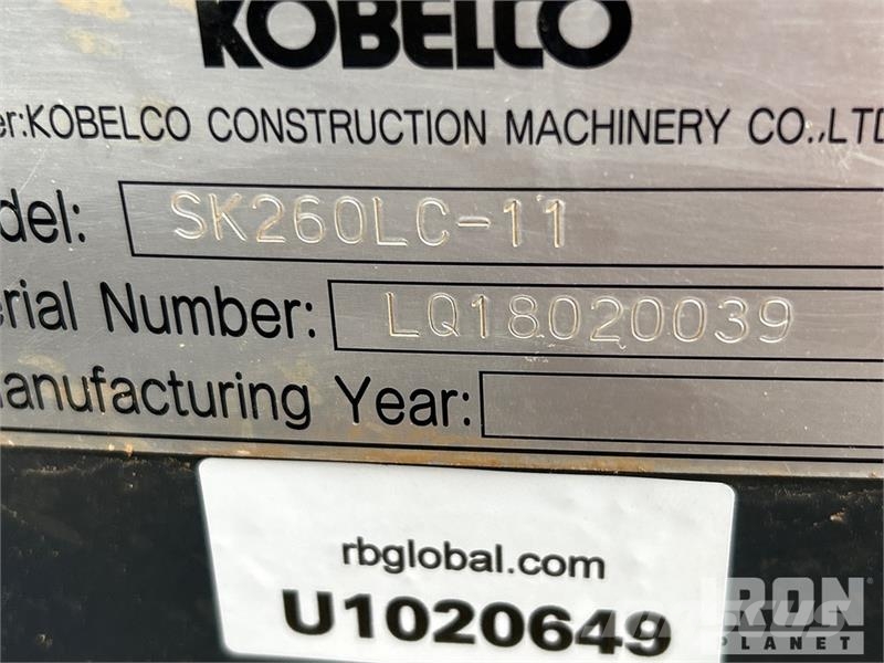 Kobelco SK260LC-11 Tracked Excavator 履帶式 挖土機/掘鑿機/挖掘機
