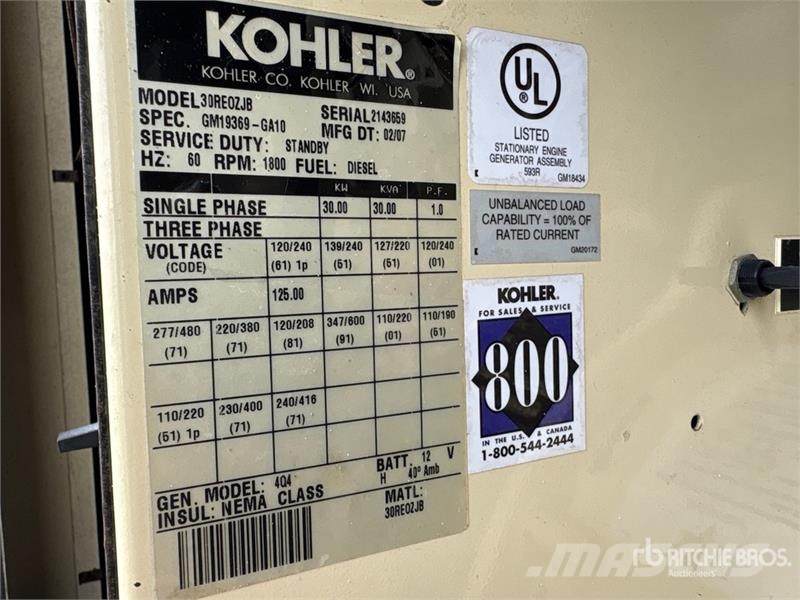 Kohler 30 kVA Skid-Mounted Generator Set Dizel agregati