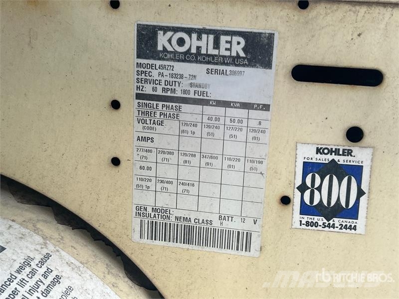 Kohler 45RZ72 40 kW Skid-Mounted Generator Set Dizel generatori