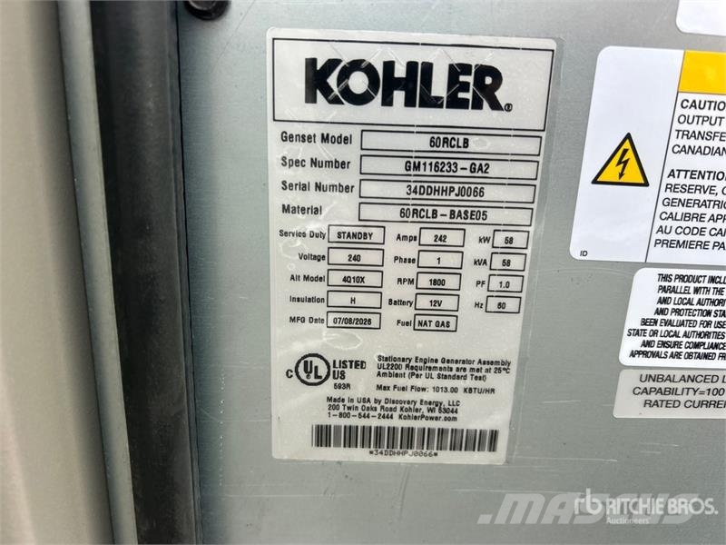Kohler 60RCLB 58 kW Generator Set (Unused) Diesel Generatoren