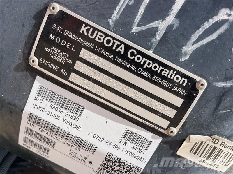 Kubota K008T4 Mini Excavator Mini bagri <7t